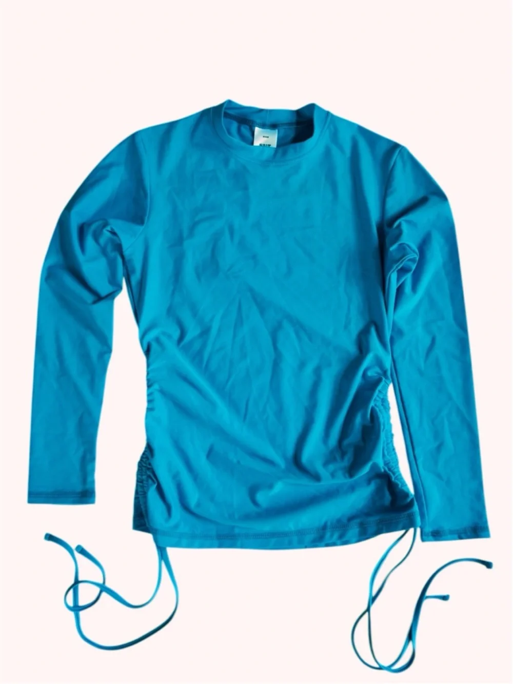 Salt Gypsy Ruched Solid UV Protection Surf Rashguard - Turchese Blue | MEDIUM - Picture 3 of 7